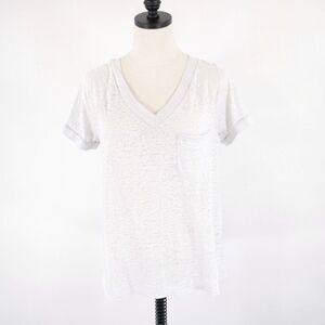 Rock & Republic‎ White See Through White Cotton Blend V-Neck T-Shirt Medium